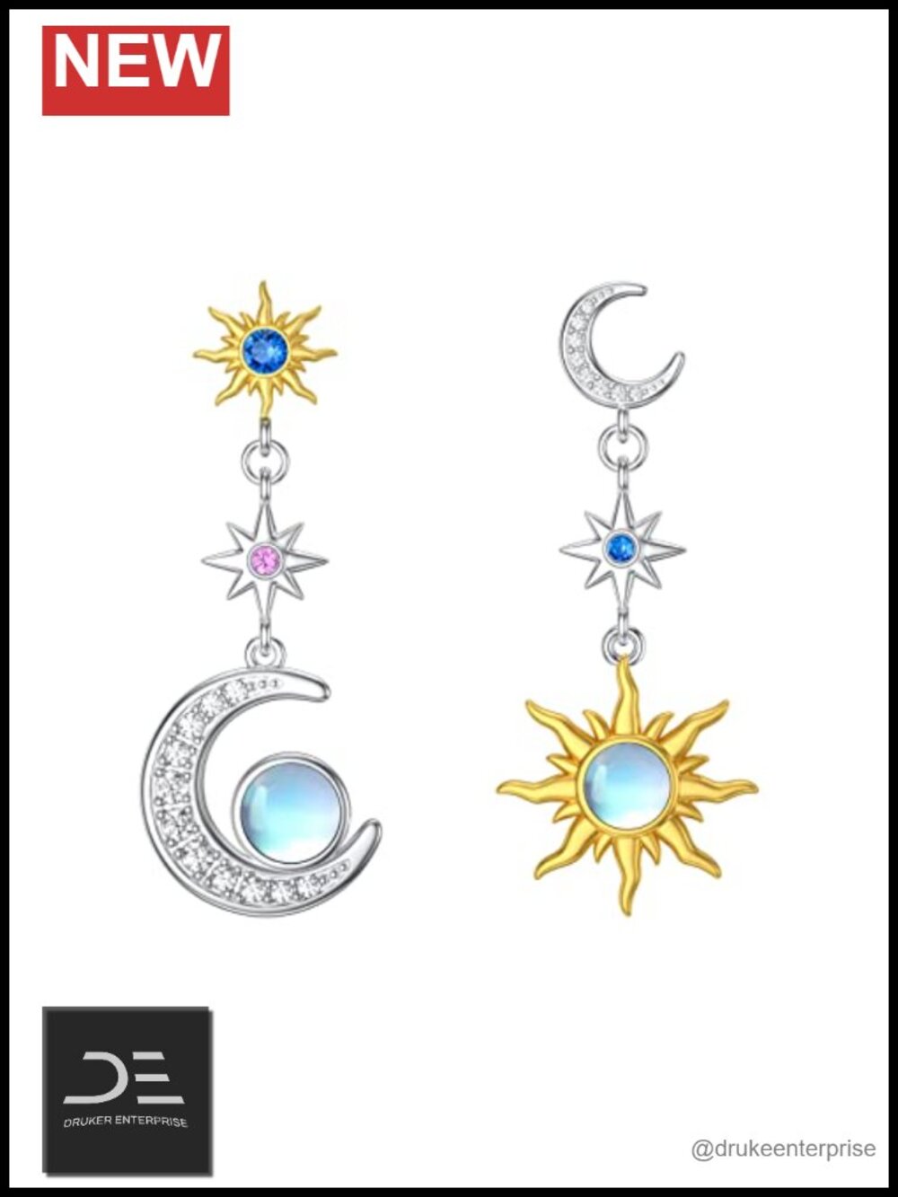 Moonstone Dangle Earrings 925 Sterling Silver Huggie Hoop Jewelry for Women
